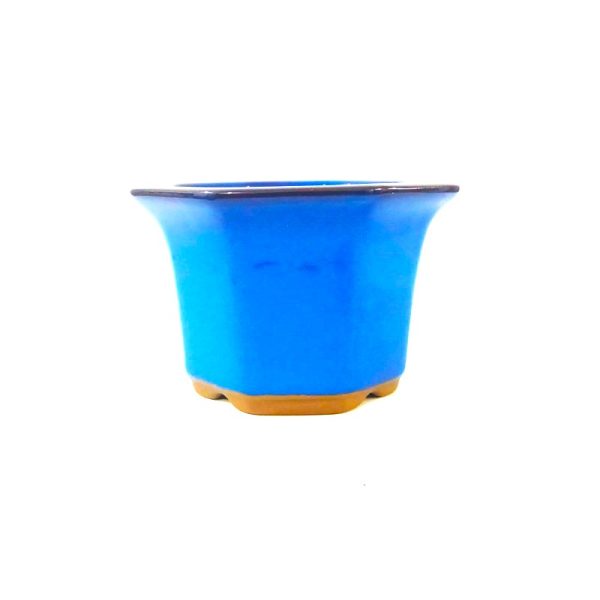 Vaso Octogonal Esmaltado Cor Azul