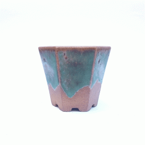 Vaso Hexagonal Esmaltado Cor Verde