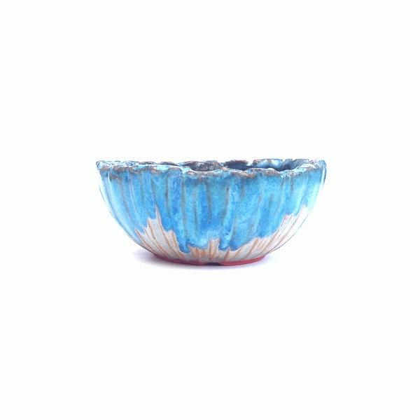 Vaso Orgânico Kurama Esmaltado cor Azul e Branco