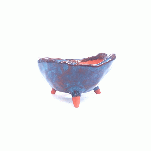 Vaso Orgânico Kurama Esmaltado cor Azul Ø10 x 6 cm - Imagem 2