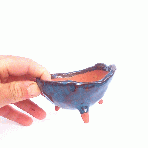 Vaso Orgânico Kurama Esmaltado cor Azul Ø10 x 6 cm - Imagem 3