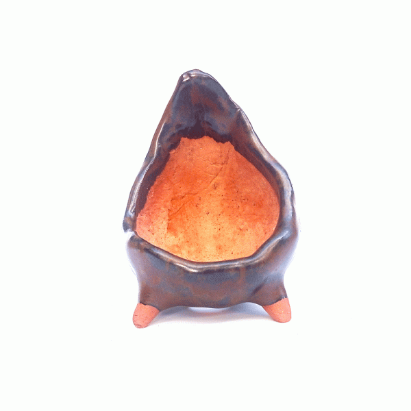 Vaso Orgânico Kurama Esmaltado cor Marrom 7 x 7 x 9 cm - Imagem 2