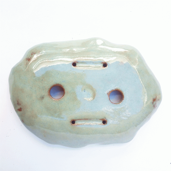 Vaso "lasca de cerâmica" esmaltado cor Verde - 16 x 12 x 2 cm - Imagem 2