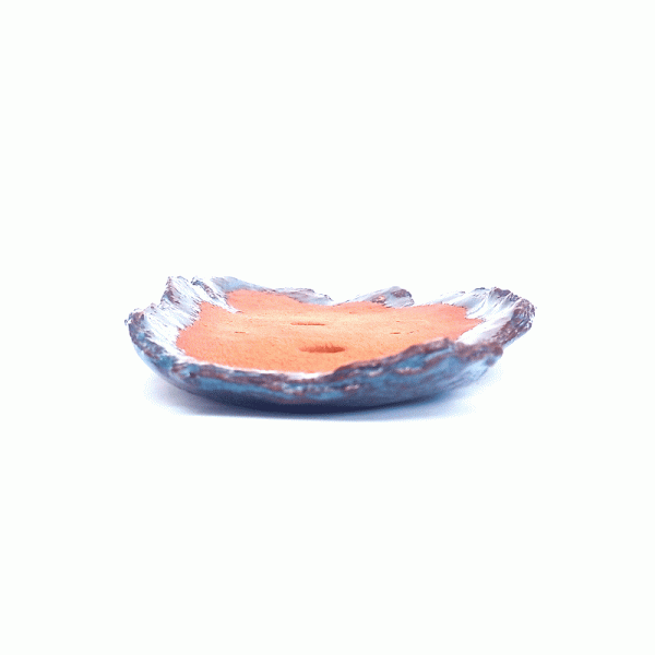 Vaso "lasca de cerâmica" esmaltado cor Azul 26 x 14 x 3cm - Imagem 2