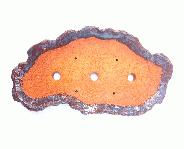 Vaso "lasca de cerâmica" esmaltado cor Azul 26 x 14 x 3cm - Imagem 3
