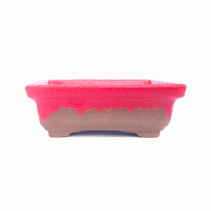 Vaso Retangular Esmaltado Cor Vermelho