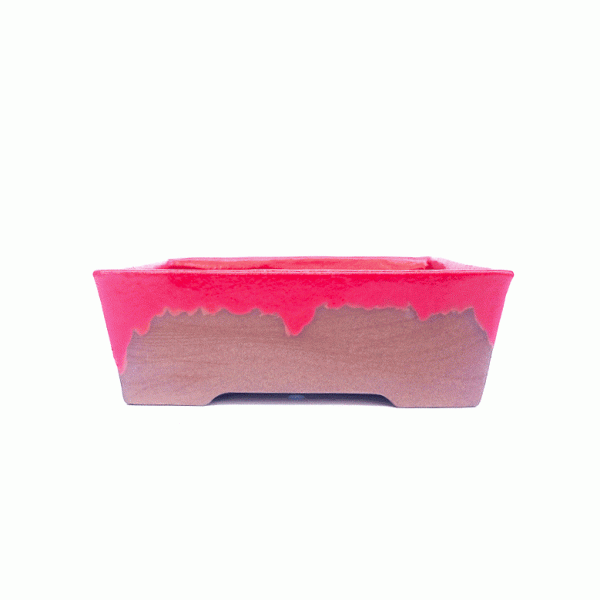 Vaso retangular com esmalte cor vermelho