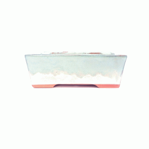 Vaso retangular com esmalte cor verde e branco