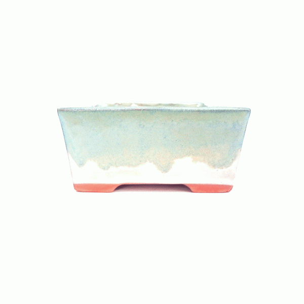 Vaso Retangular Esmaltado Cor Verde e Branco 17 x 13 x 6 cm - Imagem 2