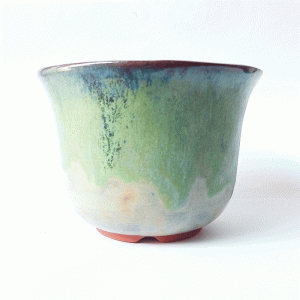 Vaso Redondo Esmaltado - Cor Verde Reativo Ø13 x 10 cm