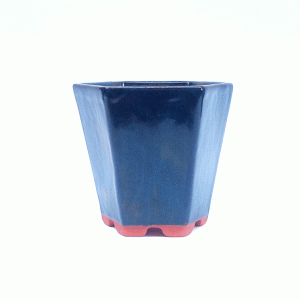 Vaso Hexagonal Esmaltado Cor Azul