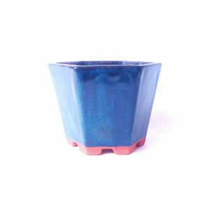 Vaso Hexagonal Esmaltado Cor Azul