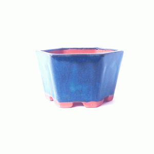 Vaso Hexagonal Esmaltado Cor Azul